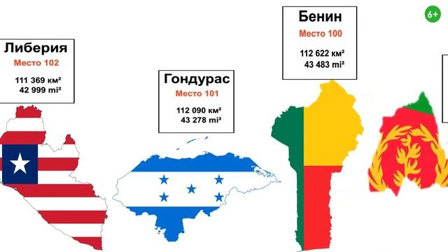 Все 195 стран. Их флаги и размеры. Сравнение стран. смотреть онлайн
