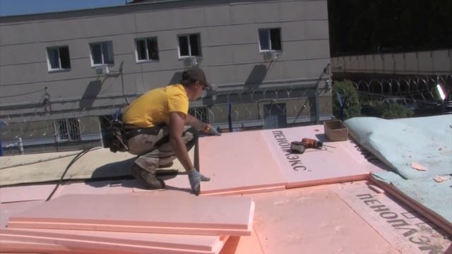 ПВХ мембрана на битумное основание. Доутепление кровли. смотреть онлайн