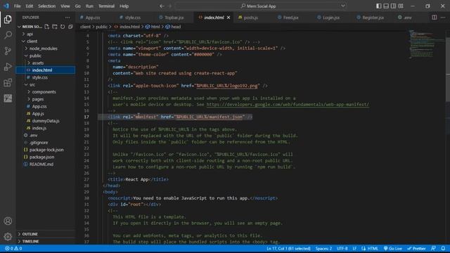 Manifest: Line 1, column: 1, Syntax error. in React || Solved смотреть онлайн