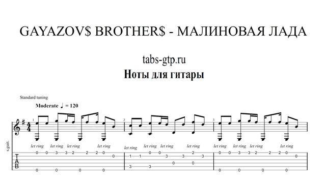 GAYAZOV$ BROTHER$ - МАЛИНОВАЯ ЛАДА | Табы | Ноты | На Гитаре смотреть онлайн