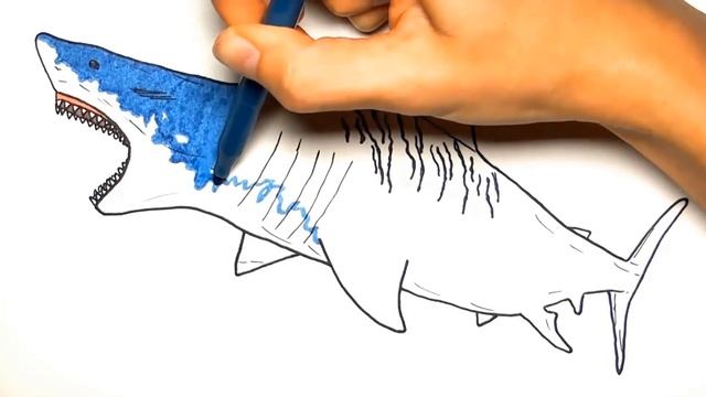 Megalodon Shark and Jurassic World Mosasaur Dinosaurs Color Pages - Drawing and Coloring Lessons смотреть онлайн
