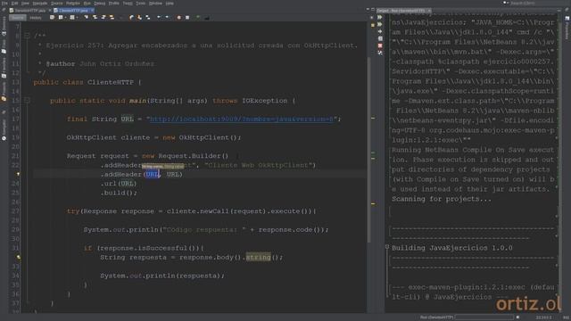 Java - Ejercicio 257: Agregar Encabezados (Headers) a una Solicitud creada con OkHttpClient смотреть онлайн