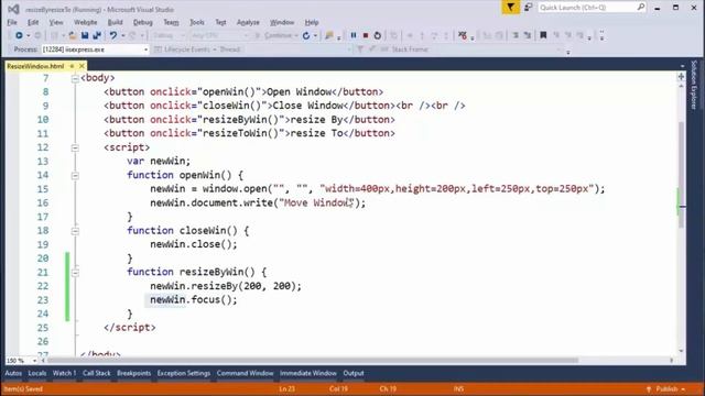 window resizeBy and window resizeTo In JavaScript смотреть онлайн