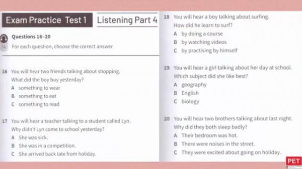KET Listening 2020   Cambridge A2 KEY for schools TRAINER 2020   Practice Test 1 with ANSWER KEY