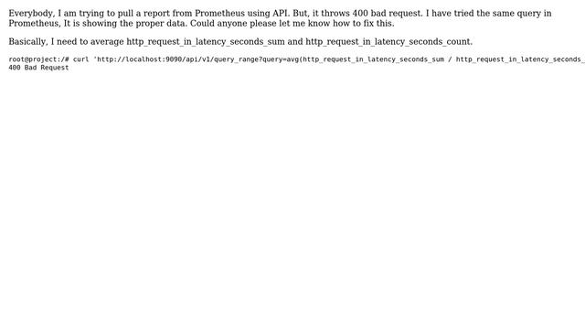 400 bad request error for Prometheus query смотреть онлайн