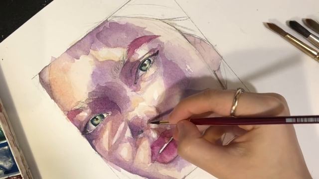 Как рисовать акварелью| Рисуем тень на лице смотреть онлайн