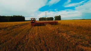 Прицепная жатка ЖВП 6,4 в паре с МТЗ 82))) валем Зерносмесь на свал)))//)))
