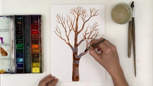 Как нарисовать дерево. Рисуем дерево поэтапно. Дерево урок рисования для самых маленьких. смотреть онлайн