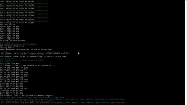 Ферма RX580 8Gb на 8 видеокарт 240Mh/s смотреть онлайн
