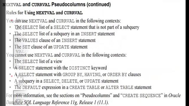 Reading SQL: Creating, Using a Sequence, NEXTVAL and CURRVAL: SQL Tutorial 116 смотреть онлайн