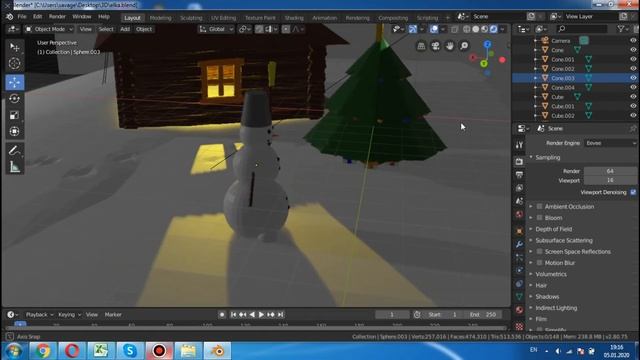 Как сделать сцену в Blender. Обзор Новогодней сцены! смотреть онлайн