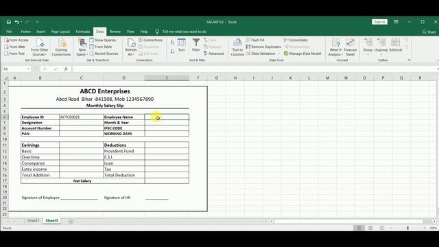 Salary Slip Microsoft Excel ,VLOOKUP Formula And Data Validation Formula смотреть онлайн