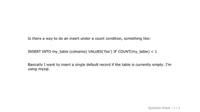 MySQL : Execute INSERT if table is empty? смотреть онлайн