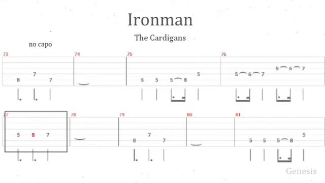 The Cardigans - Ironman guitar tabs смотреть онлайн