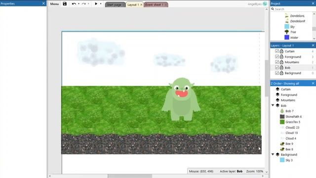 Construct3 - Sprucing up Bob's pad with Tiled Backgrounds, Layers and Z orders смотреть онлайн