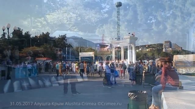 Крым. Алушта вечером (31.05.2017) - набережная и море