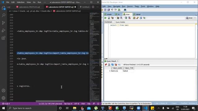Administración Oracle - LCOA - Expdp + Impdp Backup Lógicos - 31-01-2021 смотреть онлайн