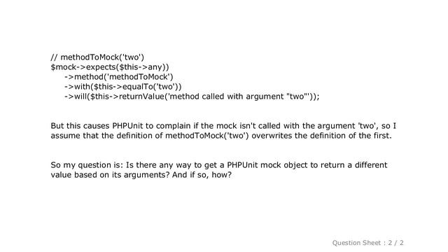 PHP : How can I get PHPUnit MockObjects to return different values based on a parameter? смотреть онлайн
