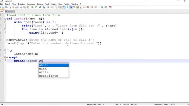 Python Program - Read last n lines of a file смотреть онлайн