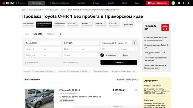 ? TOYOTA C-HR 2019 за 1,4 млн. рублей смотреть онлайн