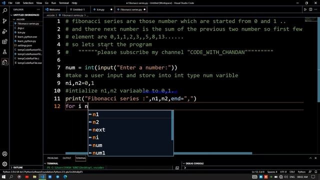 Fibonacci Series in Python || смотреть онлайн