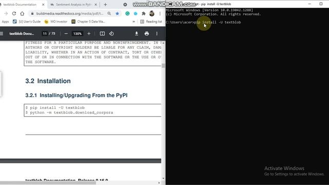 Installing the textblob and downloading the corpora смотреть онлайн