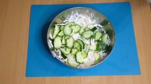 Лёгкий весенний салат из капусты с огурцом и кукурузой/Постный витаминный салат из свежей капусты