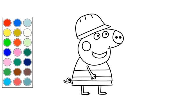 como dibujar y colorear a peppa pig obrera, dibujos para niños смотреть онлайн