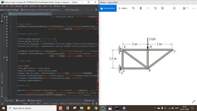 Explicit Dynamic Analysis of a Concentrated Loaded Truss using Python script смотреть онлайн