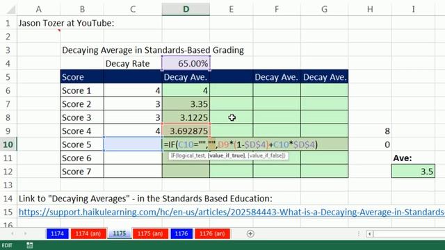 Excel Magic Trick 1175: Decaying Average in Standards-Based Grading in Excel смотреть онлайн