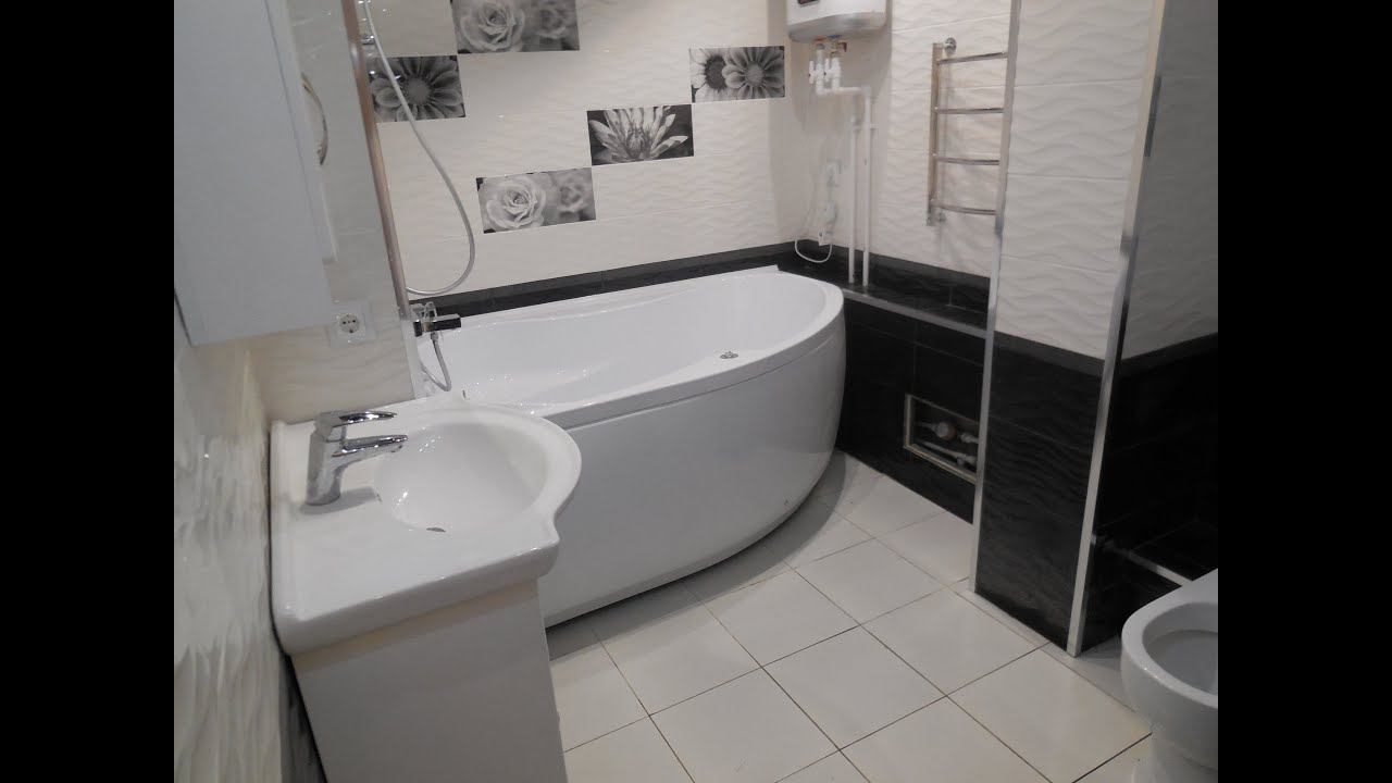 Дизайн ванной комнаты плитка двух цветов черный и белый смотреть онлайн