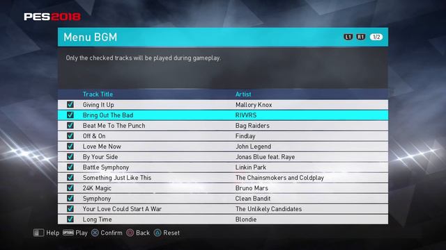 PES 18 - Soundtrack List