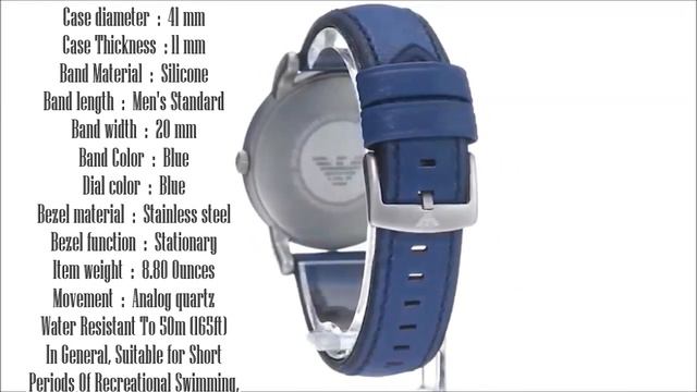 Emporio Armani Men's Blue Leather Watch смотреть онлайн