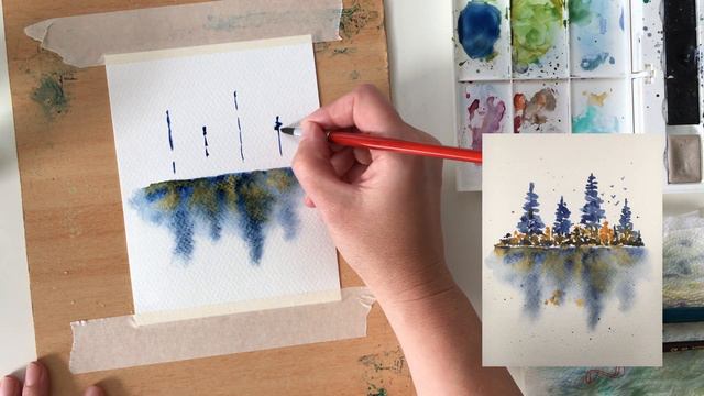 10 Minutes Watercolor - Pine Trees Reflection смотреть онлайн