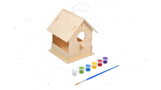 Кормушка для птиц сборная с красками, 12,5х12,5х16см (Blumen Haus) обзор 65708 смотреть онлайн