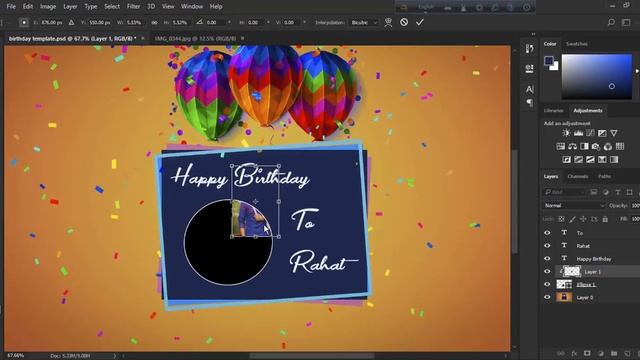 Photoshop Tutorial:Birthday Card template PSD file.Photoshop cc 2018.Rahat's Creations 2018 смотреть онлайн