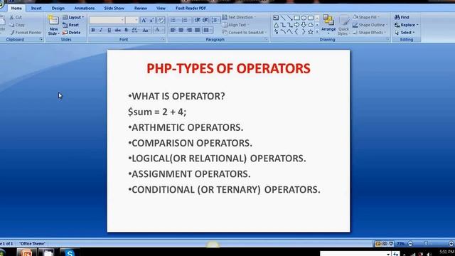 PHP TYPES OF OPERATORS смотреть онлайн