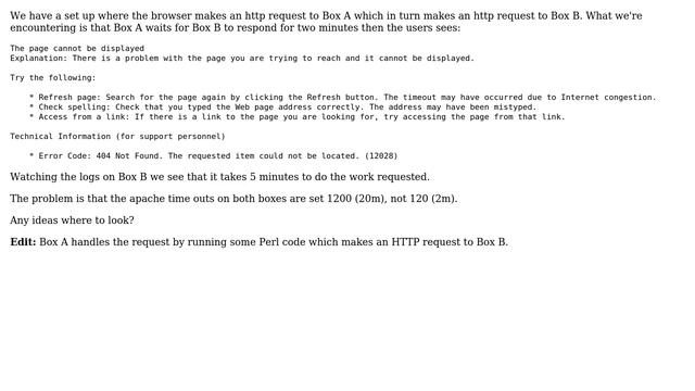 Apache times out after 2 minutes, when Apache TimeOut is 1200 (2 Solutions!!) смотреть онлайн