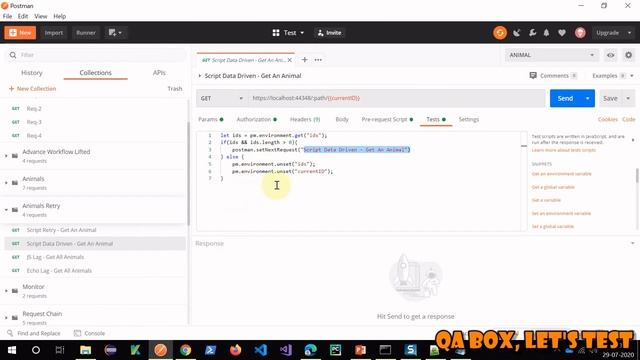 Part 29 - Advance chaining workflow using postman.setNextRequest('Request_Name') смотреть онлайн