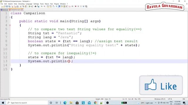 [Java Operators]: The Comparison Operators in Java in Telugu смотреть онлайн