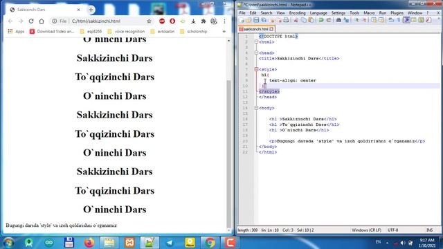 HTML 8-video dars (Izoh qoldirish, style) Urobot смотреть онлайн