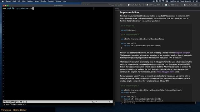 Writing an OS in Rust - Part 5 - CPU Exceptions смотреть онлайн
