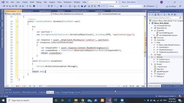 Blazor server web app using Mysql conn