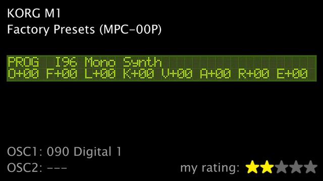 KORG M1 Factory Presets (MPC-00P) Part 3/3