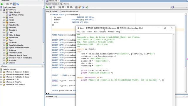 Conexion de Python 3.8.5 con el Motor de Bases de Datos Oracle SQL Developer смотреть онлайн