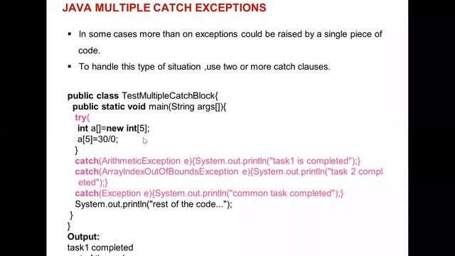 JNTUH NRCM R20 CS22 OOPJ UNIT III MULTIPLE CATCH LECTURE 2 смотреть онлайн