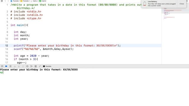 Calculate the Age of a Person with (XX/XX/XXXX) as input | Input Validation | C Programming | смотреть онлайн
