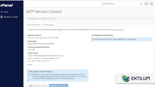 How to Update or Deploy a Git Repository using cPanel - Extilum Hosting смотреть онлайн