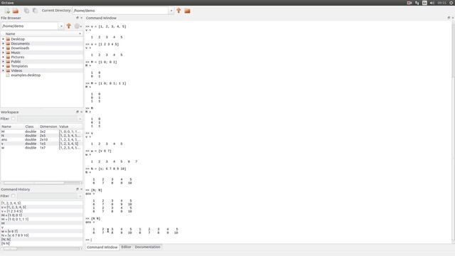 Массивы в языке MATLAB (GNU Octave)