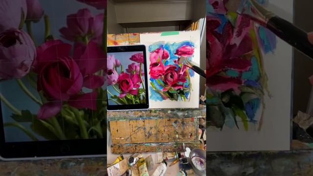 Ranunculus Oil Painting Demo смотреть онлайн